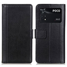 Custodia Portafoglio In Pelle Cover con Supporto N02P per Xiaomi Poco M4 Pro 4G Nero