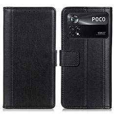 Custodia Portafoglio In Pelle Cover con Supporto N02P per Xiaomi Poco X4 Pro 5G Nero