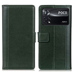 Custodia Portafoglio In Pelle Cover con Supporto N02P per Xiaomi Poco X4 Pro 5G Verde