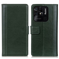 Custodia Portafoglio In Pelle Cover con Supporto N02P per Xiaomi Redmi 10C 4G Verde