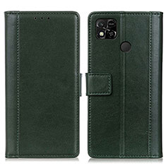 Custodia Portafoglio In Pelle Cover con Supporto N02P per Xiaomi Redmi 9 Activ Verde