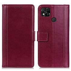 Custodia Portafoglio In Pelle Cover con Supporto N02P per Xiaomi Redmi 9C Rosso