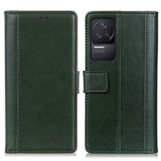 Custodia Portafoglio In Pelle Cover con Supporto N02P per Xiaomi Redmi K50 5G Verde