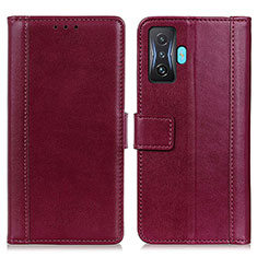 Custodia Portafoglio In Pelle Cover con Supporto N02P per Xiaomi Redmi K50 Gaming 5G Rosso