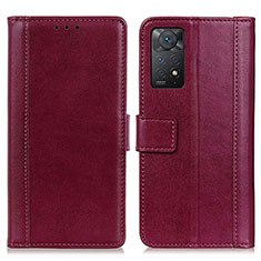 Custodia Portafoglio In Pelle Cover con Supporto N02P per Xiaomi Redmi Note 11 Pro 4G Rosso