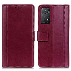 Custodia Portafoglio In Pelle Cover con Supporto N02P per Xiaomi Redmi Note 11 Pro 5G Rosso