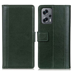 Custodia Portafoglio In Pelle Cover con Supporto N02P per Xiaomi Redmi Note 11T Pro+ Plus 5G Verde