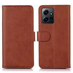 Custodia Portafoglio In Pelle Cover con Supporto N02P per Xiaomi Redmi Note 12 4G Marrone