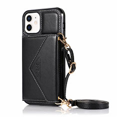 Custodia Portafoglio In Pelle Cover con Supporto N03 per Apple iPhone 12 Nero