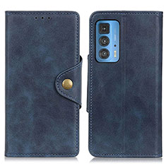 Custodia Portafoglio In Pelle Cover con Supporto N03P per Motorola Moto Edge 20 Pro 5G Blu