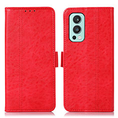 Custodia Portafoglio In Pelle Cover con Supporto N03P per OnePlus Nord 2 5G Rosso