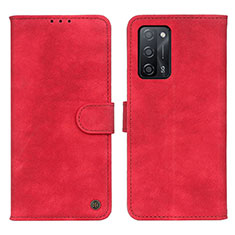 Custodia Portafoglio In Pelle Cover con Supporto N03P per Oppo A53s 5G Rosso