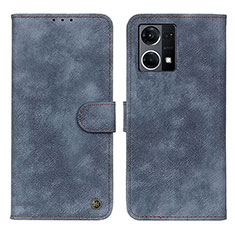 Custodia Portafoglio In Pelle Cover con Supporto N03P per Oppo F21 Pro 4G Blu