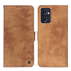 Custodia Portafoglio In Pelle Cover con Supporto N03P per Oppo Find X5 Lite 5G Marrone