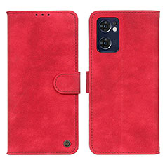 Custodia Portafoglio In Pelle Cover con Supporto N03P per Oppo Reno7 5G Rosso