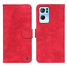 Custodia Portafoglio In Pelle Cover con Supporto N03P per Oppo Reno7 Pro 5G Rosso