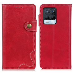 Custodia Portafoglio In Pelle Cover con Supporto N03P per Realme 8 4G Rosso