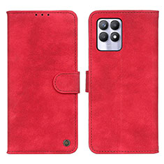 Custodia Portafoglio In Pelle Cover con Supporto N03P per Realme 8i Rosso