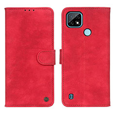 Custodia Portafoglio In Pelle Cover con Supporto N03P per Realme C21 Rosso