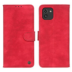 Custodia Portafoglio In Pelle Cover con Supporto N03P per Samsung Galaxy A03 Rosso