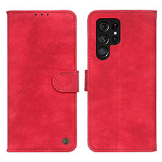 Custodia Portafoglio In Pelle Cover con Supporto N03P per Samsung Galaxy S21 Ultra 5G Rosso