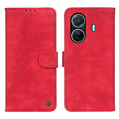 Custodia Portafoglio In Pelle Cover con Supporto N03P per Vivo iQOO Z6 Pro 5G Rosso