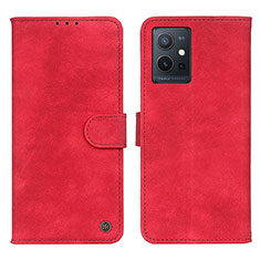 Custodia Portafoglio In Pelle Cover con Supporto N03P per Vivo Y55s 5G Rosso