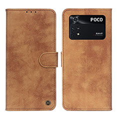 Custodia Portafoglio In Pelle Cover con Supporto N03P per Xiaomi Poco M4 Pro 4G Marrone