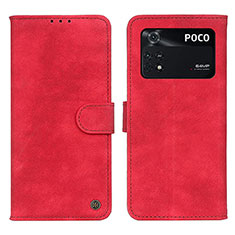 Custodia Portafoglio In Pelle Cover con Supporto N03P per Xiaomi Poco M4 Pro 4G Rosso