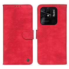 Custodia Portafoglio In Pelle Cover con Supporto N03P per Xiaomi Redmi 10 India Rosso