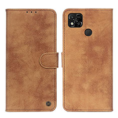 Custodia Portafoglio In Pelle Cover con Supporto N03P per Xiaomi Redmi 9 Activ Marrone