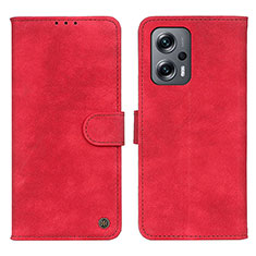 Custodia Portafoglio In Pelle Cover con Supporto N03P per Xiaomi Redmi Note 11T Pro+ Plus 5G Rosso