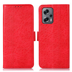 Custodia Portafoglio In Pelle Cover con Supporto N03P per Xiaomi Redmi Note 12 Turbo 5G Rosso