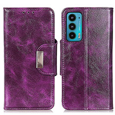 Custodia Portafoglio In Pelle Cover con Supporto N04P per Motorola Moto Edge 20 5G Viola