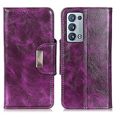 Custodia Portafoglio In Pelle Cover con Supporto N04P per Oppo Reno6 Pro+ Plus 5G Viola