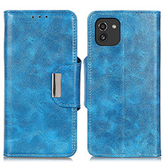 Custodia Portafoglio In Pelle Cover con Supporto N04P per Samsung Galaxy A03 Cielo Blu