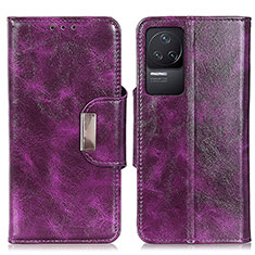 Custodia Portafoglio In Pelle Cover con Supporto N04P per Xiaomi Redmi K50 5G Viola