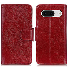 Custodia Portafoglio In Pelle Cover con Supporto N05P per Google Pixel 8 5G Rosso