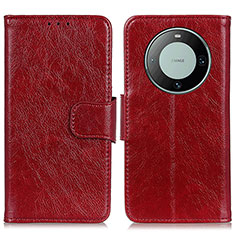 Custodia Portafoglio In Pelle Cover con Supporto N05P per Huawei Mate 60 Pro Rosso