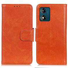 Custodia Portafoglio In Pelle Cover con Supporto N05P per Motorola Moto E13 Arancione