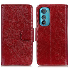 Custodia Portafoglio In Pelle Cover con Supporto N05P per Motorola Moto Edge 30 5G Rosso