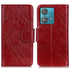 Custodia Portafoglio In Pelle Cover con Supporto N05P per Motorola Moto Edge 40 Neo 5G Rosso