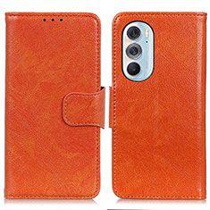 Custodia Portafoglio In Pelle Cover con Supporto N05P per Motorola Moto Edge Plus (2022) 5G Arancione