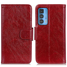 Custodia Portafoglio In Pelle Cover con Supporto N05P per Motorola Moto Edge S Pro 5G Rosso