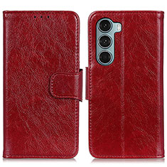 Custodia Portafoglio In Pelle Cover con Supporto N05P per Motorola Moto G200 5G Rosso