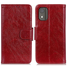 Custodia Portafoglio In Pelle Cover con Supporto N05P per Nokia C02 Rosso