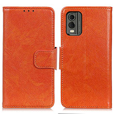 Custodia Portafoglio In Pelle Cover con Supporto N05P per Nokia C32 Arancione