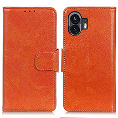 Custodia Portafoglio In Pelle Cover con Supporto N05P per Nothing Phone 2 Arancione