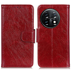 Custodia Portafoglio In Pelle Cover con Supporto N05P per OnePlus 11 5G Rosso