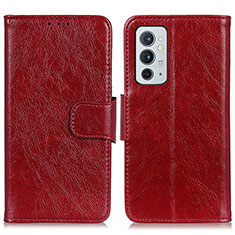 Custodia Portafoglio In Pelle Cover con Supporto N05P per OnePlus 9RT 5G Rosso